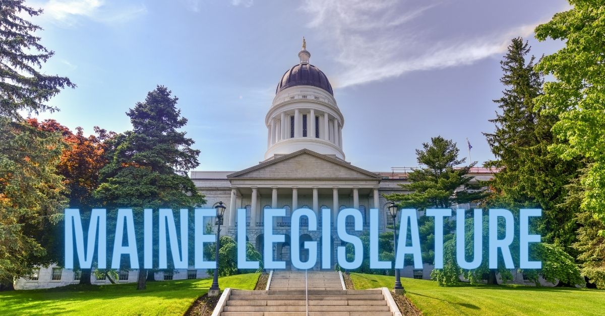 Header Image of the Maine State House with the phrase Maine Legislature written across it in blue.