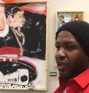 Keith Washington and his art at the Peace and Justice Center