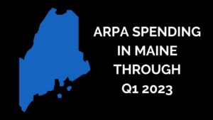 Map of Maine with headline "ARPA Spending in Maine through Q1 2023"