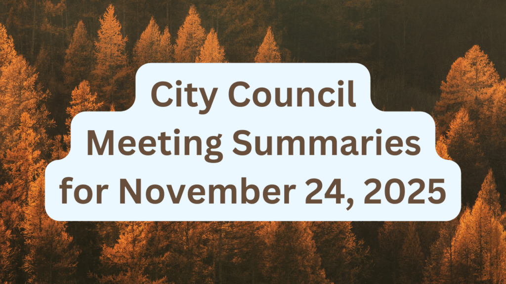 City Council Meeting Summaries for November 24, 2025